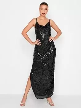 Image of Long Tall Sally Black Sequin Slip Dress, Black, Size 10, Women