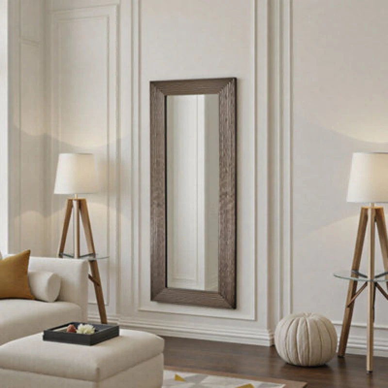 Image of Yearn Wave Tall Bronze Framed Bevelled Wall Mirror