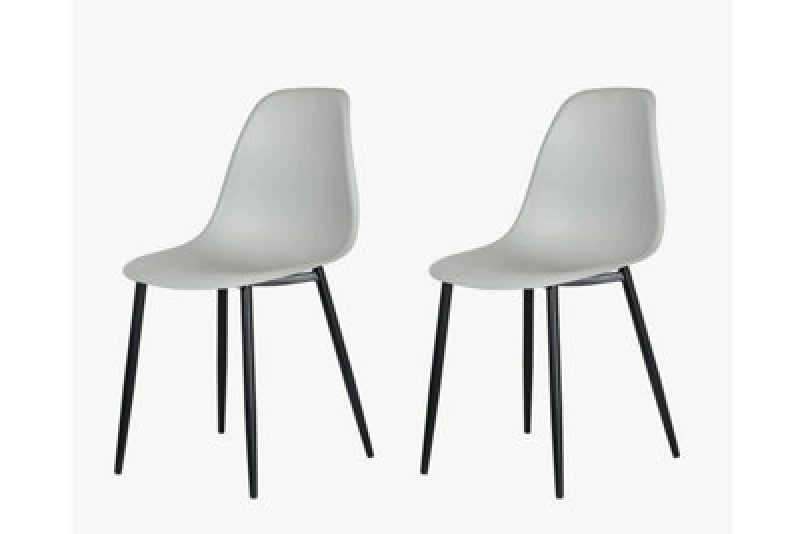 Image of Core Products Aspen Curve Chair, Light Grey Plastic Seat With Black Metal Legs (Pair) Grey
