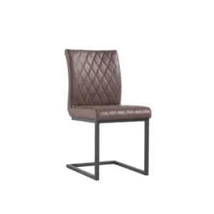 Image of Kettle Interiors Diamond Stitch Dining Chair Brown