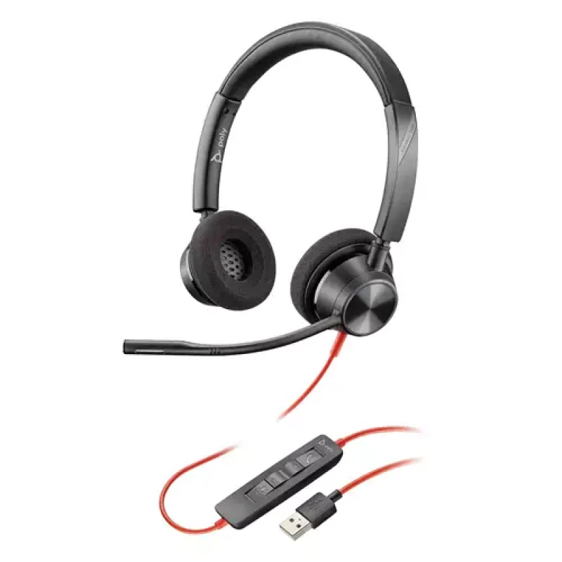 Image of HP Poly Blackwire 3225 USB-C with USB-A Adapter Headset 8PO8G0X1AA EXR8PO8G0X1AA