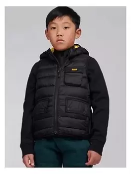 Image of Barbour International Boys Ouston Hooded Gilet - Black, Size Age: 12-13 Years