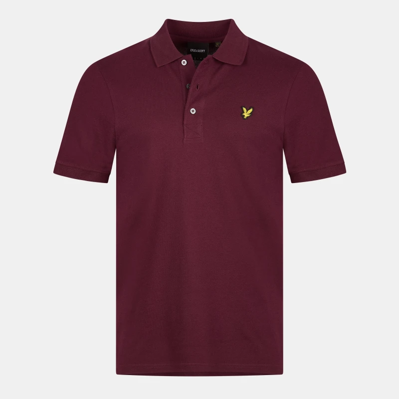 Image of Lyle and Scott Basic Short Sleeve Polo Shirt Burgundy Z562 male 2XL
