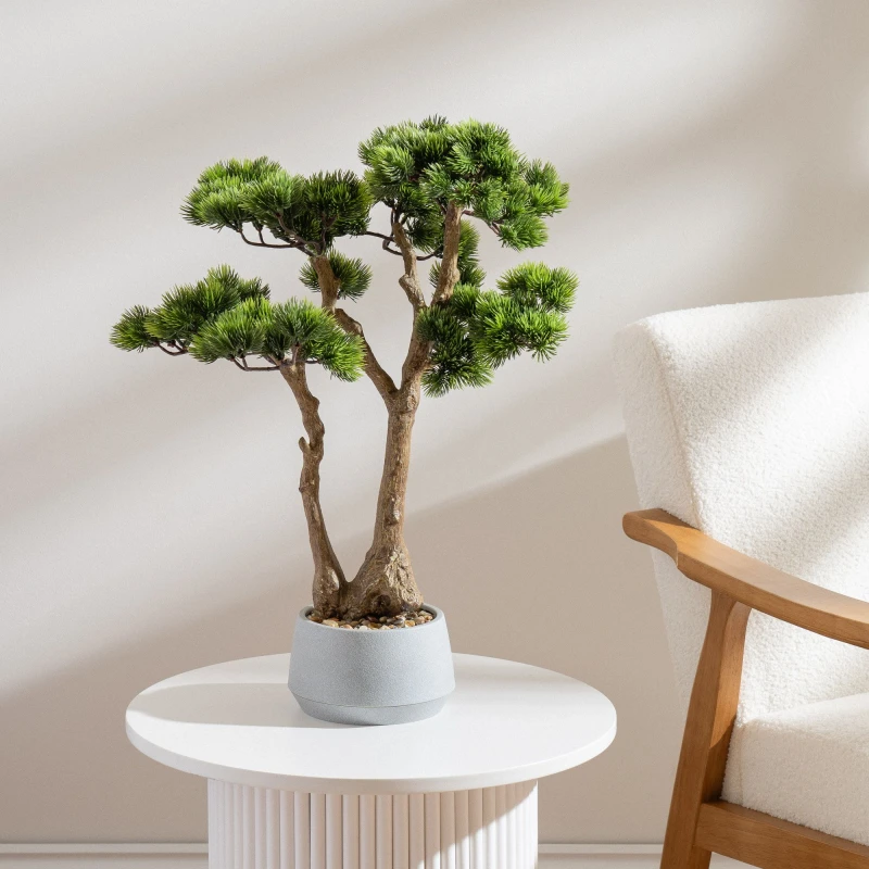 Image of Scottish Everlastings Ltd 56cm Pine Tree Bonsai in Cement Effect Pot in Green Green Unisex