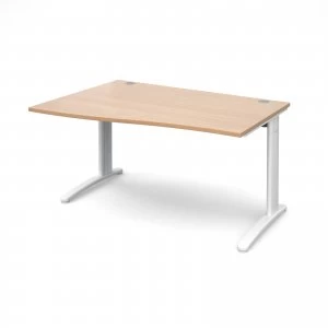 Image of TR10 Left Hand Wave Desk 1400mm - White Frame Beech Top