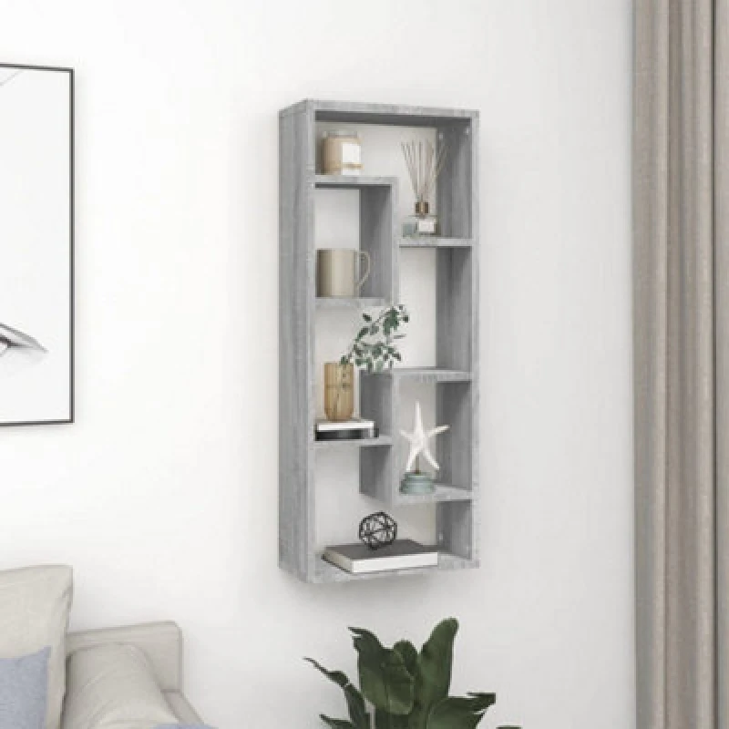 Image of Vidaxl Wall Shelf Grey Sonoma 36X16X90 Cm Engineered Wood, Grey 815847