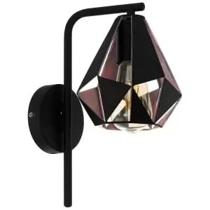 Image of Eglo Carlton 4 Black & Copper Wall Light - 60W