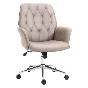 Image of Vinsetto Micro Fiber Office Swivel Chair Mid Back Computer Desk Chair with Adjustable Seat, Arm - Light Grey