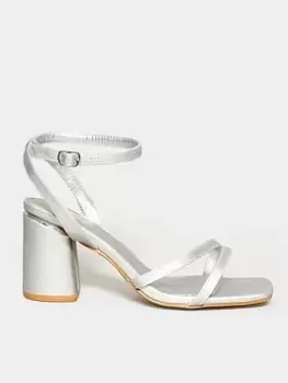 Image of Yours Wide Fit Asymmetric PU Sandal - Silver, Size E, Women