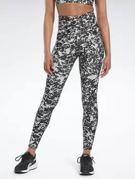 Image of Reebok Lux 2.0 Speckle Modern Safari Leggings, Black, Size S, Women