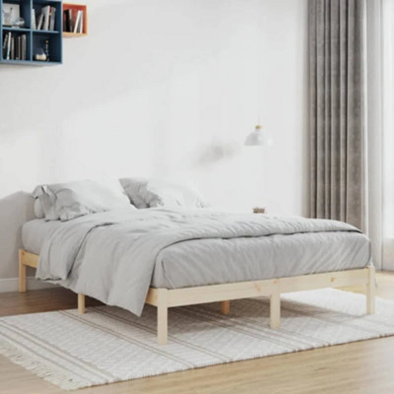 Image of Vidaxl Bed Frame Without Mattress 152X203cm Solid Wood Pine Queen