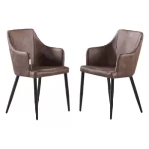 Image of Zarah Faux Leather Chair Luxury Dinette Chairs Living Room, Dessert Shop, Cafe, Hotel, Restaurant Padded Seating Dark Brown Set of 2 - Dark Brown