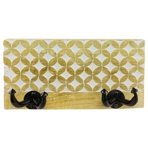 Image of Wooden Hanger With 2 Hooks