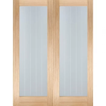 Image of LPD Mexicano Unfinished Oak Glazed Internal Door Pair - 1981mm x 1066mm (78 inch x 42 inch)