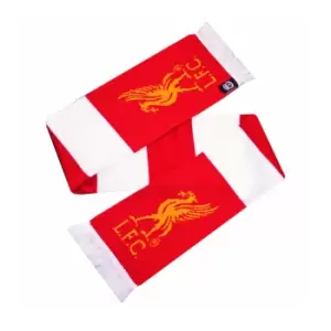 Image of Liverpool FC Official Knitted Crest Design Bar Scarf (One Size) (Red/White)