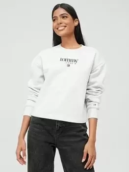 Image of Tommy Jeans Tommy Jeans Relaxed Essential Logo 1 Crew - Grey, Size XS, Women