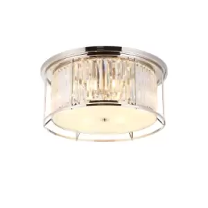 Image of Guilford Ceiling Lamp, 6 Light E27, Polished Nickel, Clear