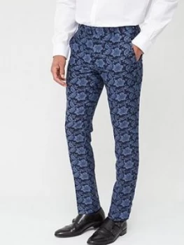 Image of Skopes Tapered Morrissey Floral Jacquard Tapered Trousers - Navy
