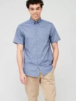 Image of GANT Regular Oxford Short Sleeve Shirt - Blue, Dark Blue Size M Men