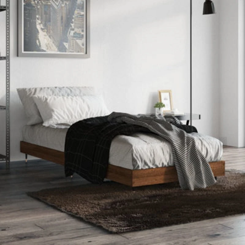 Image of VIDAXL Bed Frame without Mattress Brown Oak 75x190cm Small Single Engineered Wood Vidaxl 8720845796976