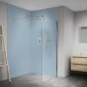 Image of Splashwall Elite Matt Pastel Blue Post-Formed 2 Sided Shower Wall Panel Kit (L)2420mm (W)1200mm (T)11mm