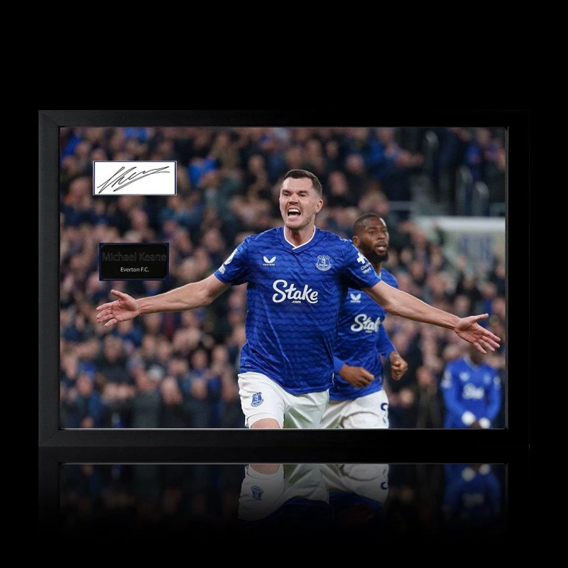 Image of The Fan Cave Michael Keane Signed Everton Plaque Iconic Frame Blue unisex 690x480mm