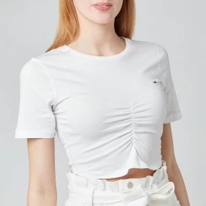 Image of Tommy Jeans Womens TJW Crop Ruche Top - White - M