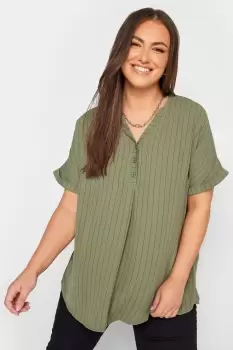 Image of Half Placket Stripe Blouse
