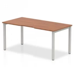 Image of Single Silver Frame Bench Desk 1600 Walnut