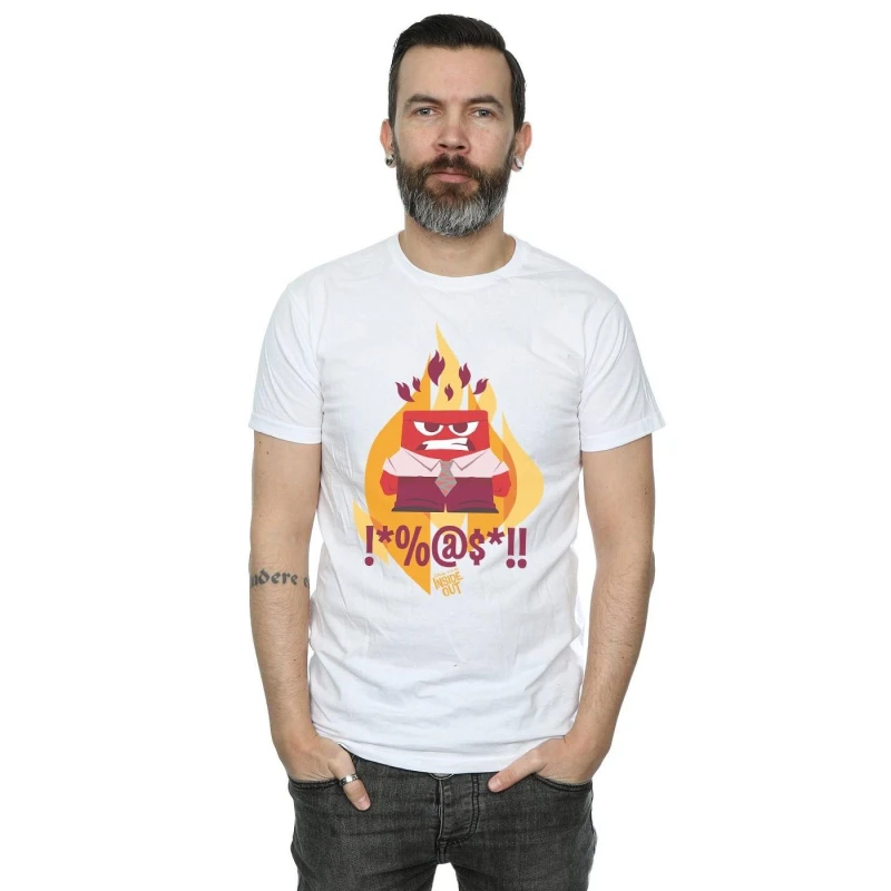 Image of Disney Men Inside Out Fired Up T-Shirt in White Size: Small White S Male 5057245577717