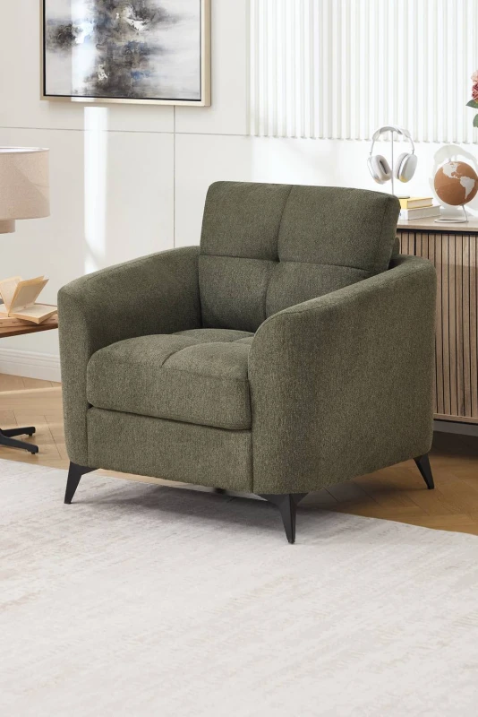 Image of More4Homes Solna Modern Scandi Style Fabric Living Room Chair (Green)
