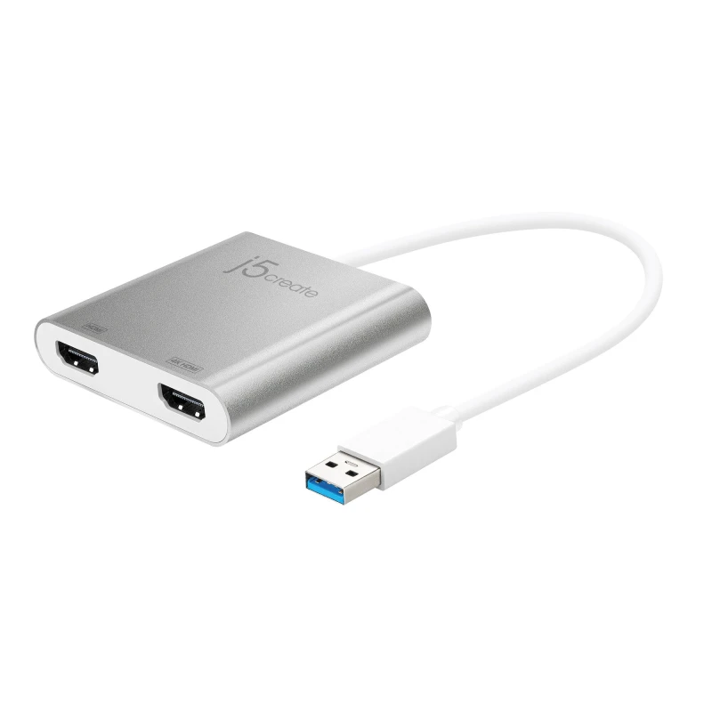 Image of j5 create j5create JUA365 USB 3.0 to Dual HDMI Multi-Monitor Adapter, Silver JUA365-N