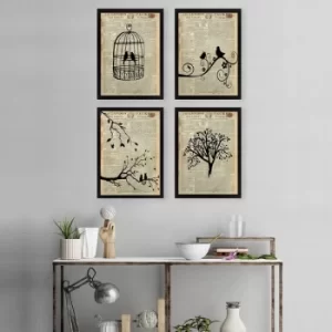 Image of SET_077 Multicolor Decorative Framed Painting (4 Pieces)
