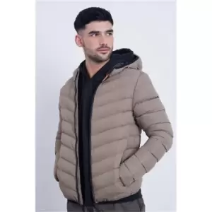 Image of I Saw It First Stone Hooded Padded Jacket - Brown