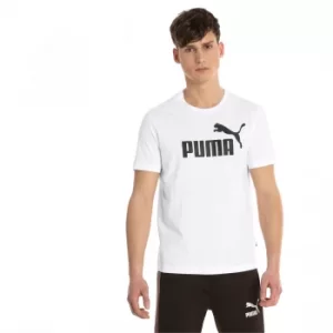 Image of PUMA Essentials Short Sleeve Mens T-Shirt, White, size Large, Clothing