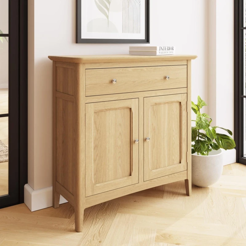 Image of FWStyle FWStyle 2 Door 1 Drawer Ready Assembled Ash Sideboard in Brown Brown One Size Unisex 5056413129444