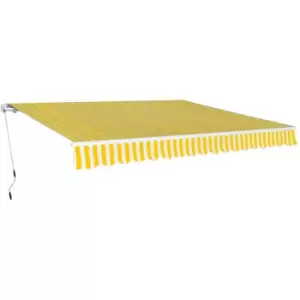 Image of Folding Awning Manual Operated 400cm Yellow/White vidaXL - Yellow