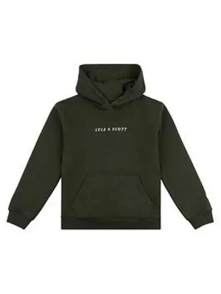 Image of Lyle & Scott Boys Logo Loose Fit Hoodie - Rosin, Dark Green, Size 7-8 Years Dark Green VK2H1 Unisex 7-8 YEARS