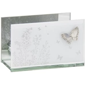 Image of Mirror White Glass Butterly Double Tea Light By Lesser & Pavey
