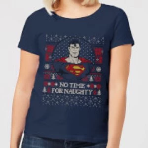 Image of Superman May Your Holidays Be Super Womens Christmas T-Shirt - Navy - S
