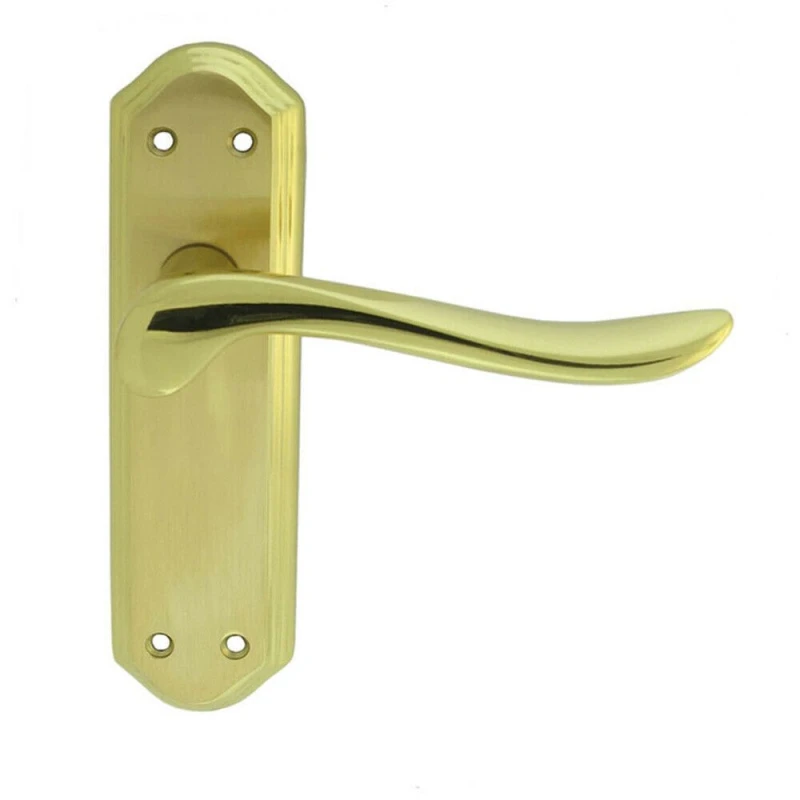 Image of Loops PAIR Curved Lever on Sculpted Latch Backplate 180 x 48mm Satin/Polished Brass Metallics