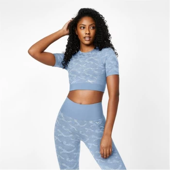 Image of Everlast Seamless Camo Crop Top - Dusk Blue