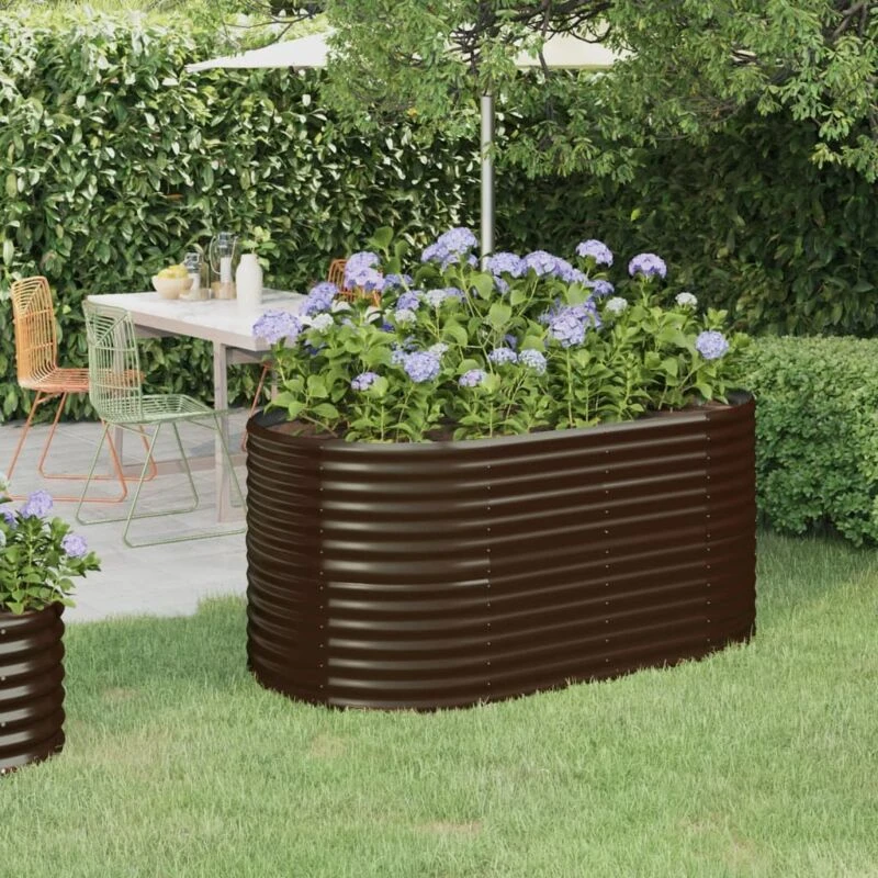 Image of vidaXL Garden Raised Bed Powder-coated Steel 152x80x68cm Brown, Brown 318950