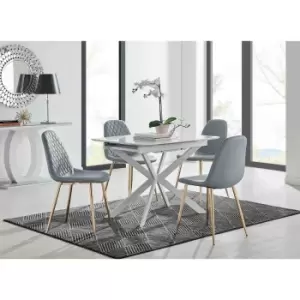 Image of Furniture Box LIRA 100 Extending Dining Table and 4 Grey Corona Gold Leg Chairs