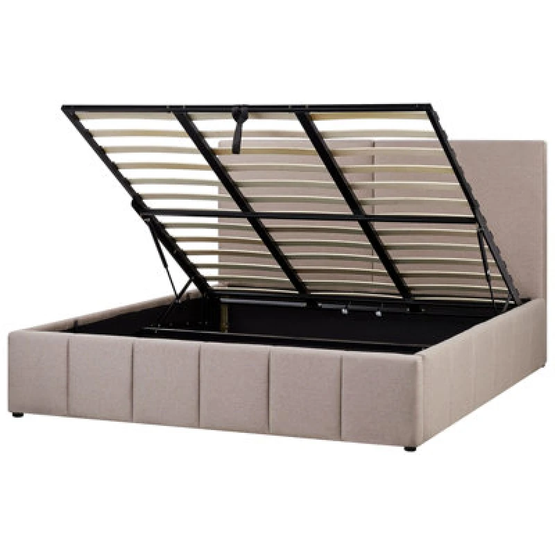Image of Beliani Ottoman Bed Fabric Castelnavet 180 X 200 Cm (Eu Super King) Taupe