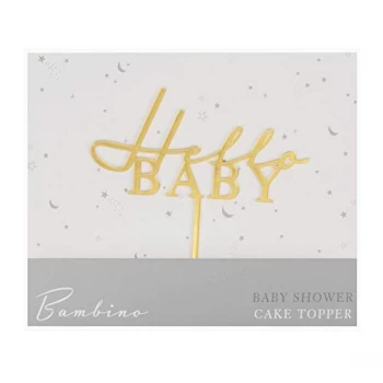 Image of Bambino Baby Shower Acrylic Cake Topper - Hello Baby