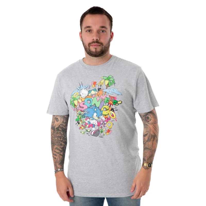 Image of Sonic the Hedgehog Short Sleeved T-Shirt Grey male