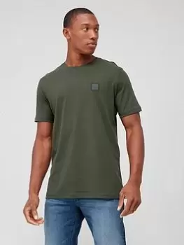 Image of BOSS Tales Small Logo T-Shirt - Dark Green, Dark Green, Size L, Men