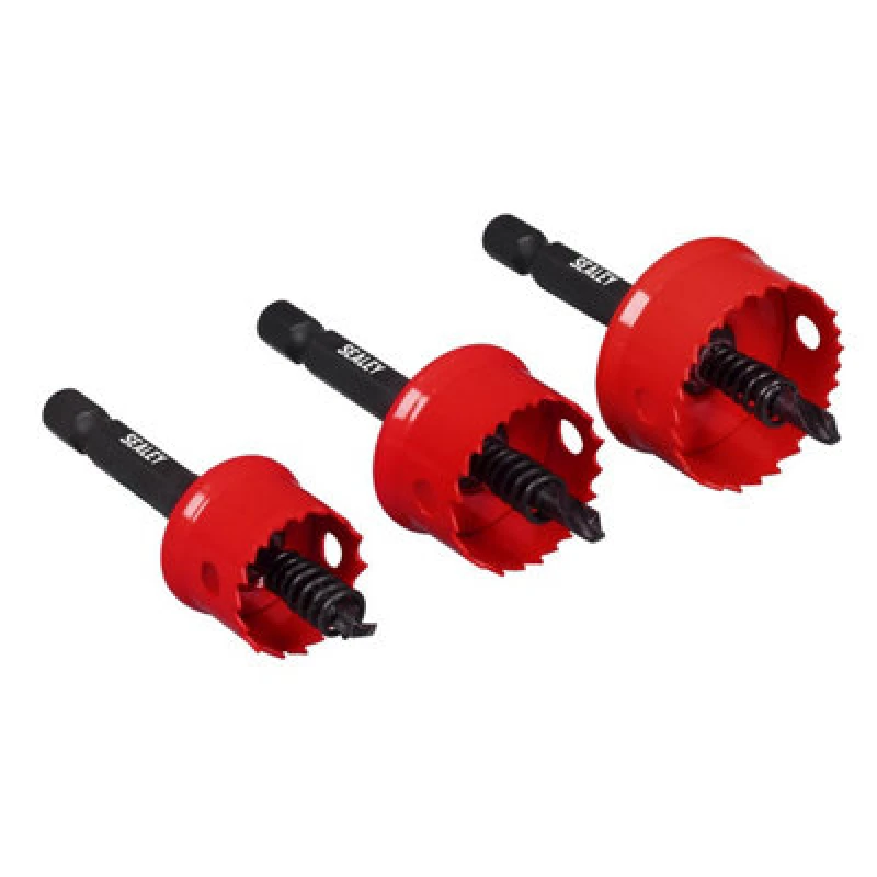 Image of Sealey 3 Piece Hex Shank Thin Wall Hole Saw Set TWHS3