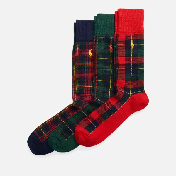 Image of Polo Ralph Lauren Three-Pack Giftbox 6 Jacquard Bear Cotton-Blend Crew Socks